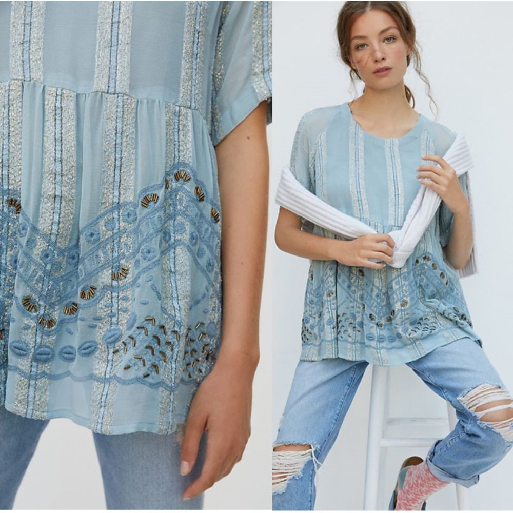 Anthropologie Rozelle Embroidered Tunic
